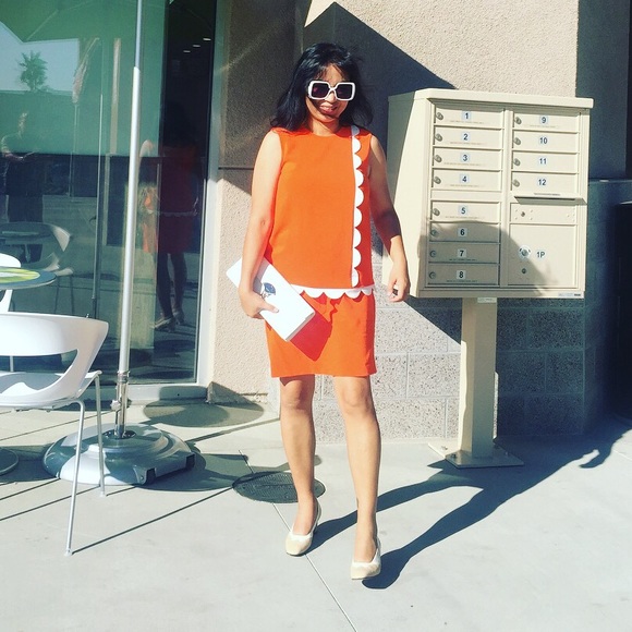 Victoria Beckham scallops orange top - Picture 2 of 5